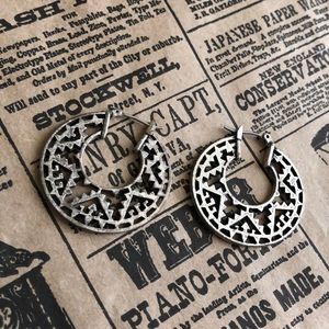 Cute Aztec Style Silver Hoops!!!
